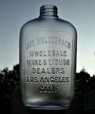 X Rare Jos.  Melczer & Co.  Western Dandy Whiskey Flask Los Angeles,  California