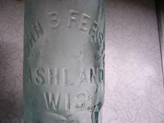 John B Ferstl Ashland Wis Rare Hutchinson Soda Bottle Wi Wisconsin