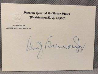 William J.  Brennan,  Jr.  1987 Signed Supreme Court Card & Letter