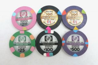 6 Paulson Sample Chips Ncv Gpi Chips - - 2.  50 / 25 / 100 / 500