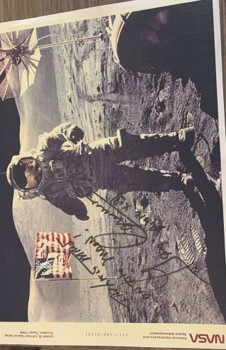 Nasa Print Of Gene Cernan “last Man On The Moon” Autographed Print