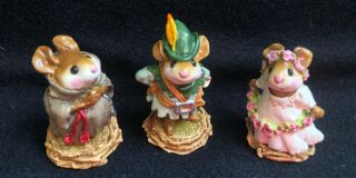 Wee Forest Folk Robin Hood,  Maid Marion & Friar Tuck Mice Miniatures Adorable