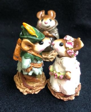 Wee Forest Folk Robin Hood,  Maid Marion & Friar Tuck Mice Miniatures Adorable 4