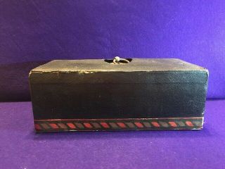Antique Clay Poker Chips w/ Decorative Cardboard Case & Mahogany Caddy 2