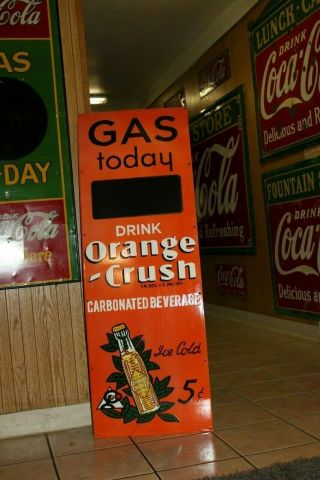 52 " Drink Orange Crush Porcelain Gas Sign Bottle Crushy Soda Pop Wards