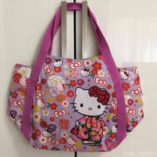 F/s Hello Kitty Manufatto Japanese Kimono Flower Magnet Fastener Bag Kyoto Japan
