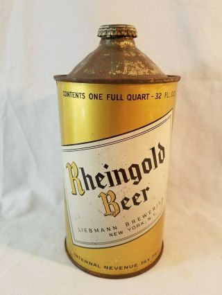 1 Quart Cone Top Rheingold Empty Beer Can & Cap