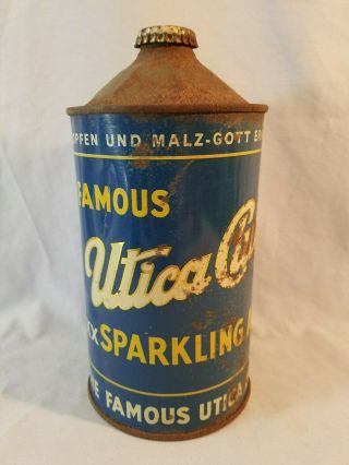 1 Quart Cone Top Famous Utica Club Sparkling Ale Empty Beer Can & Cap