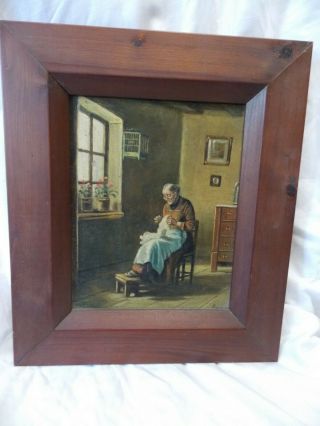 Oil Painting Of Old Lady By Listed Austrian Artist Pre 1900 