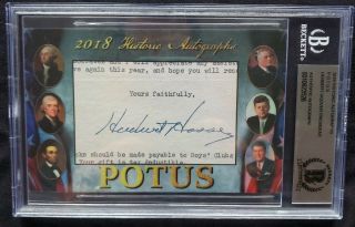 2018 Historic Autographs Potus President Herbert Hoover Cut Auto Beckett Auth.