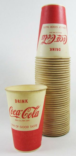 Vintage Coca Cola Soda Fountain Paper Cups Sign Of Good Taste 38 1960s