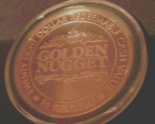 Golden Nugget.  999 Fine Silver $28 DOLLAR Gaming Token 24 Karat 2