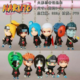 11pcs/set Naruto Shippuden Akatsuki Keychains Keyring Pendant Anime Figure Toy