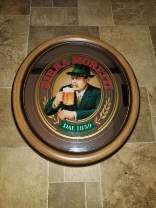 Birra Moretti Beer Mirror Guy & Mug Drinking Italian Bar Man Cave Game Room