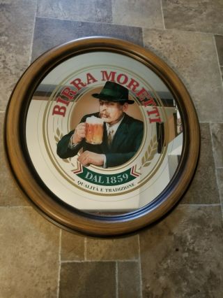 birra moretti beer mirror guy & mug drinking Italian bar man cave game room 2