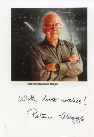 Physicist Peter Higgs Nobel Prize Autograph,  Signed Photograph