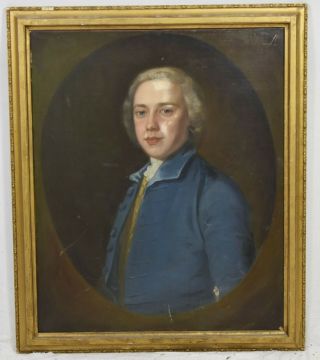 18th Century English School Oil On Canvas Portrait Painting Of Sea Captain