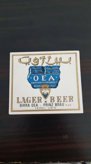 Rare Lager Beer - Label Libya - Birra Oea - Prinz Brau - Tripoli / Libia Libya