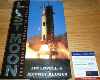Psa/dna Captain Jim - James Lovell Autographed - Signed Lost Moon H/c Book Y79246