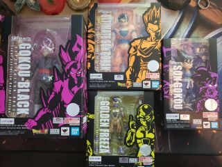 Complete Set Of 4 Sdcc 2019 Tamashii Nations S.  H.  Figuarts Exclusive Dbz In Hand