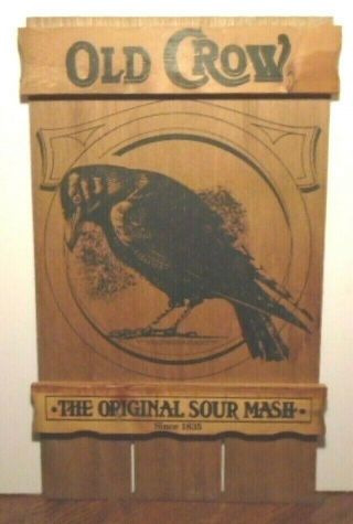 Vintage,  Old Crow " The Sour Mash Since 1835 " Solid Wood 24 " X 14 " Sign