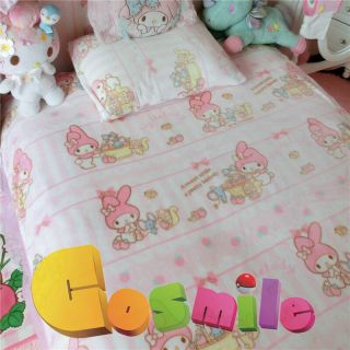 Kawaii Bowknot My Melody Kitty Blanket Bed Sheet Flannel Big 79“ X 79 " Cos Gift