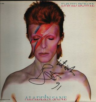 David Bowie Hand Signed Autographed Aladdin Sane Album W/coa