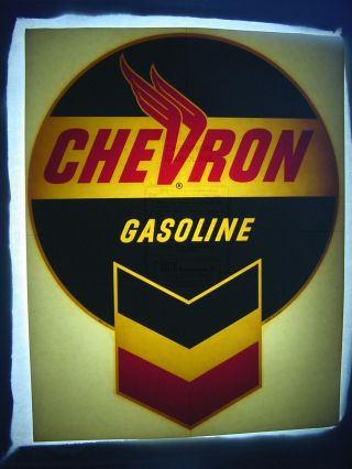 Vintage Nos Orig Chevron Gasoline Gas Pump Lubester Water Transfer Decal Sign