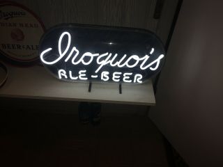 Iroquois Beer Buffalo York Neon Sign & Iroquois Wooden Beer Bottle Crate