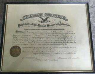 Theodore Roosevelt - Civil Appointment Signed 04/019/1906