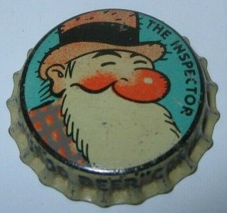The Inspector Goldenrod Comicaps Beer Bottle Cap; 1935; Brooklyn,  Ny Cork