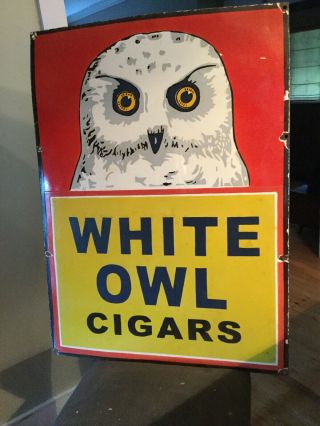 Large 1940s White Owl Cigar Porcelain Sign