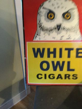 large 1940s White Owl Cigar Porcelain Sign 2