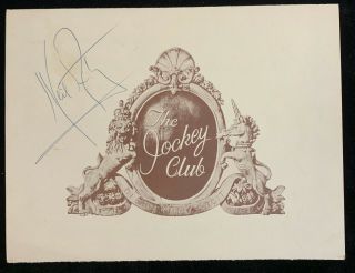 Neil Armstrong,  Astronaut,  Autographed Jockey Club Menu