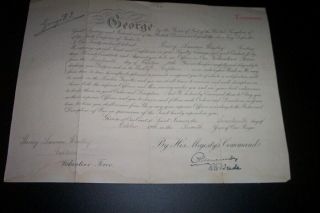 Royalty King George V Signed Military Document Autograph Commission Uk War Date