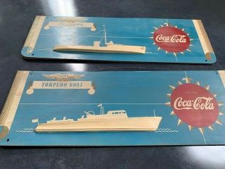 Coca - Cola WW Two Wood Advertising Signs 3