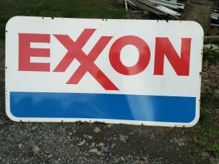 Large Porcelain Exxon Gas Sign Porcelain Oil
