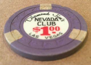 Diamond Jim ' s Nevada Club,  $1.  00 Vintage Las Vegas Casino Chip J569 & Ashtray 2