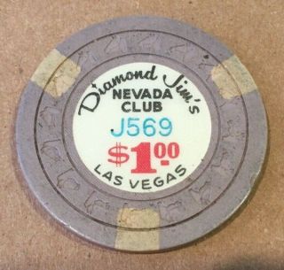 Diamond Jim ' s Nevada Club,  $1.  00 Vintage Las Vegas Casino Chip J569 & Ashtray 3
