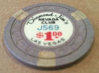 Diamond Jim ' s Nevada Club,  $1.  00 Vintage Las Vegas Casino Chip J569 & Ashtray 4