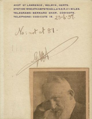 George Bernard Shaw - Autograph Note Signed 06/23/1937