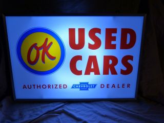 Large Old Chevrolet Ok Cars Advertising Dealer Sign Chevy Trucks And Cars
