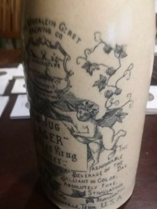 Nashville Christian Moerlein ' s Brewing Co.  Old Jug Lager Beer Stoneware Bottle 4
