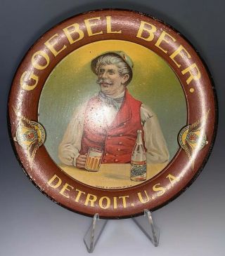 Vintage Tin Advertising Tip Tray,  Goebel Beer - Detroit,  U.  S.  A.