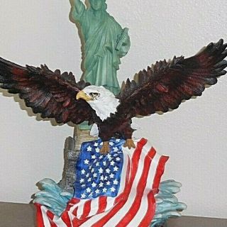 Montefiori Ceramic Eagle,  American Flag And Statue Of Liberty