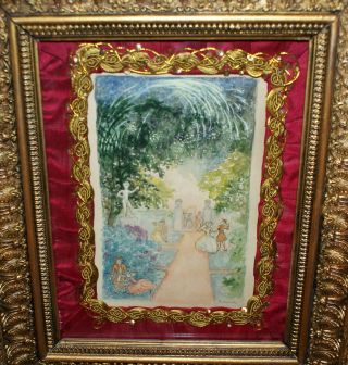 Old Russian Erotic Water Color Drawing Sign K.  Somov