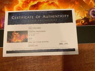 SDCC 2019 Blizzard EXCLUSIVE “The Firelord” 284/300 Fine Art Print WoW Warcraft 5