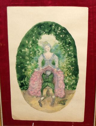 Old Russian Erotic Water Color Drawing Sign K.  Somov.  1908