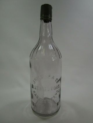 Antique Vintage Whiskey Bottle J Riger & Co Kansas City Mo Purple W/seal
