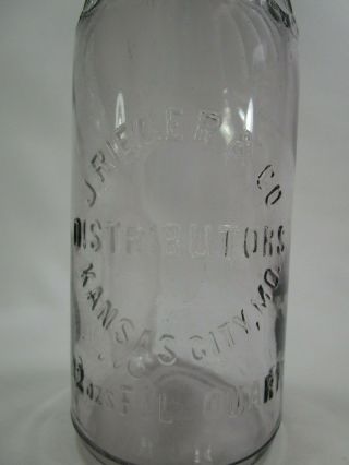 Antique vintage whiskey bottle J Riger & Co Kansas City MO purple w/seal 2